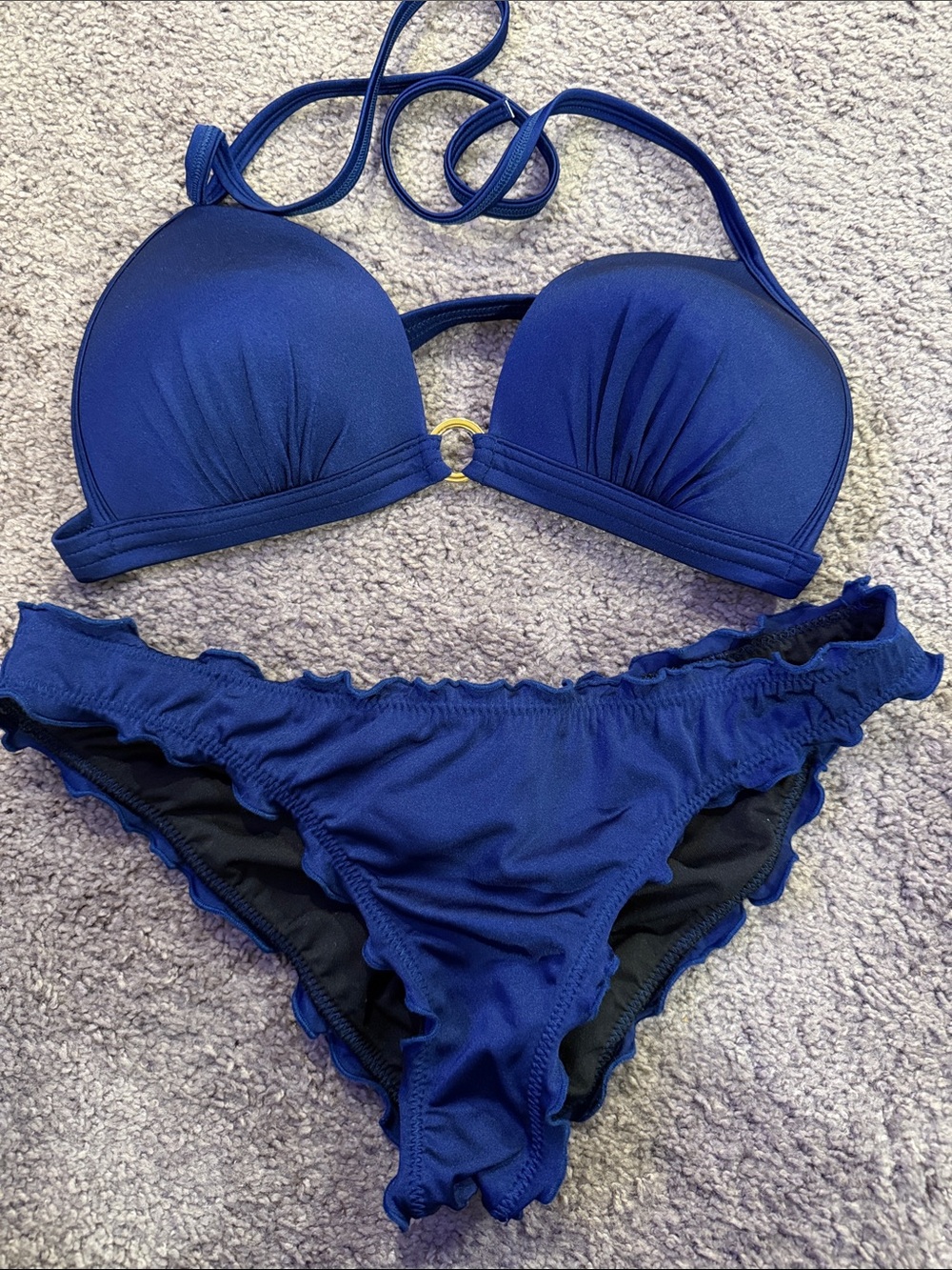 VENUS Navy Blue Ruffle Bikini Set